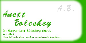 anett bolcskey business card
