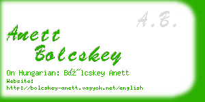 anett bolcskey business card